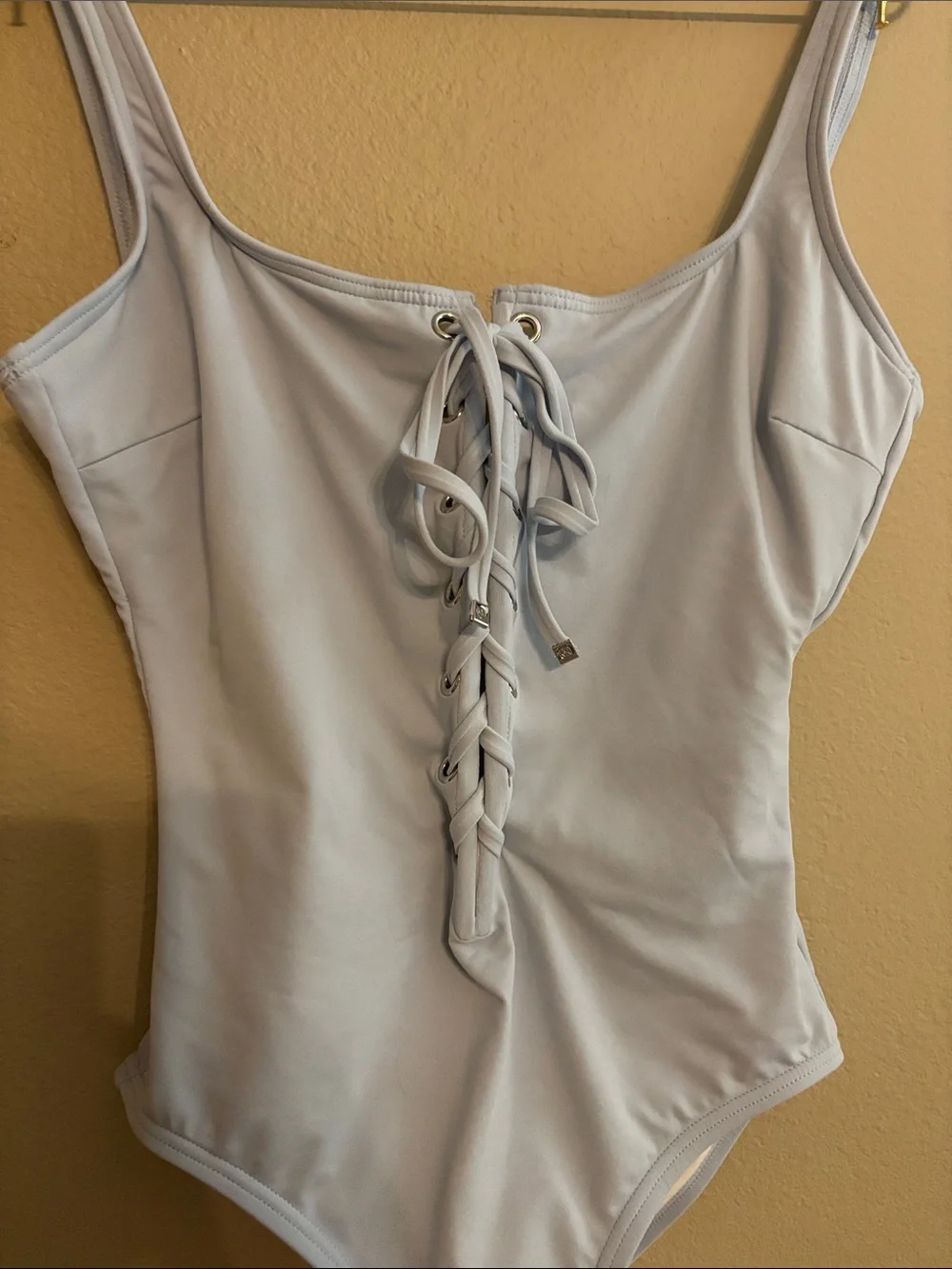 Michael Kors Light Blue Lace-Up One-Piece Swimsuit